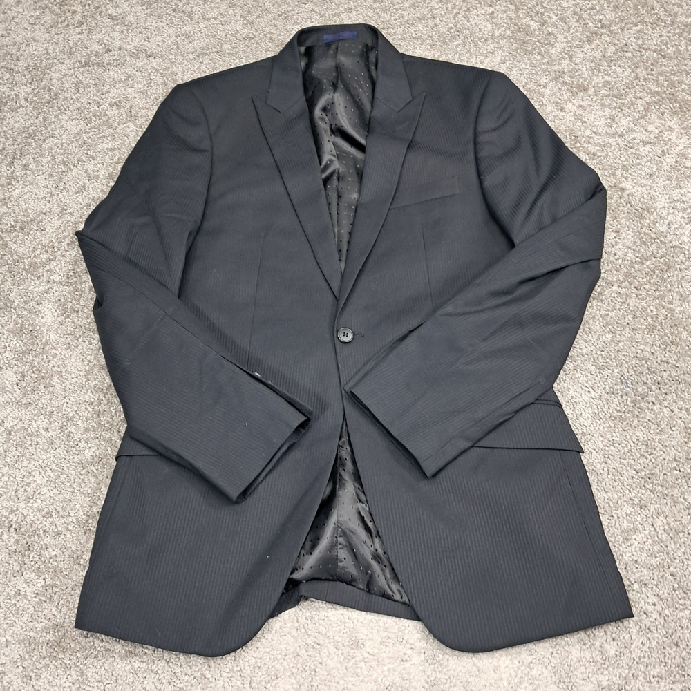 English Laundry Classic Collection Black Pinstripe Blazer Jacket 40L 2009016-MW‎